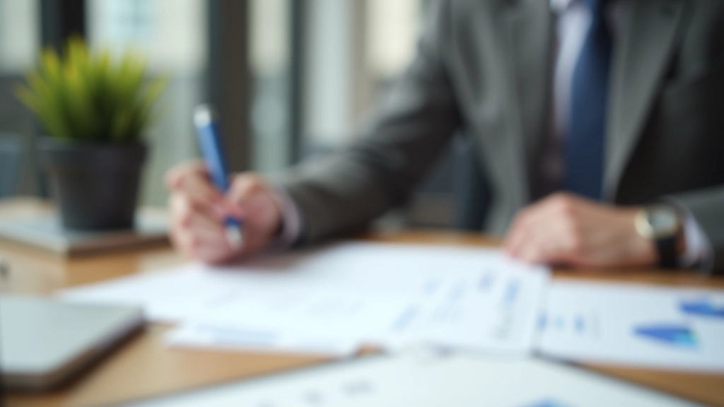 Person reviewing contract documents at desk with calendar and pen, planning and decision-making scenario, professional office environment